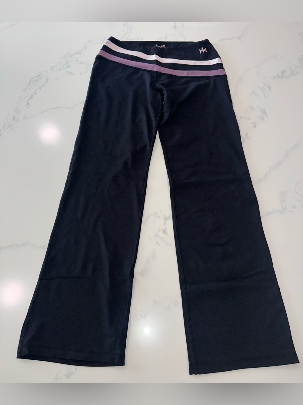 KYODEN SIZE L~ FLAIR WIDE LEG YOGA PILATES SPORTS LEGGINGS CONTRAST STRIPE WAIST